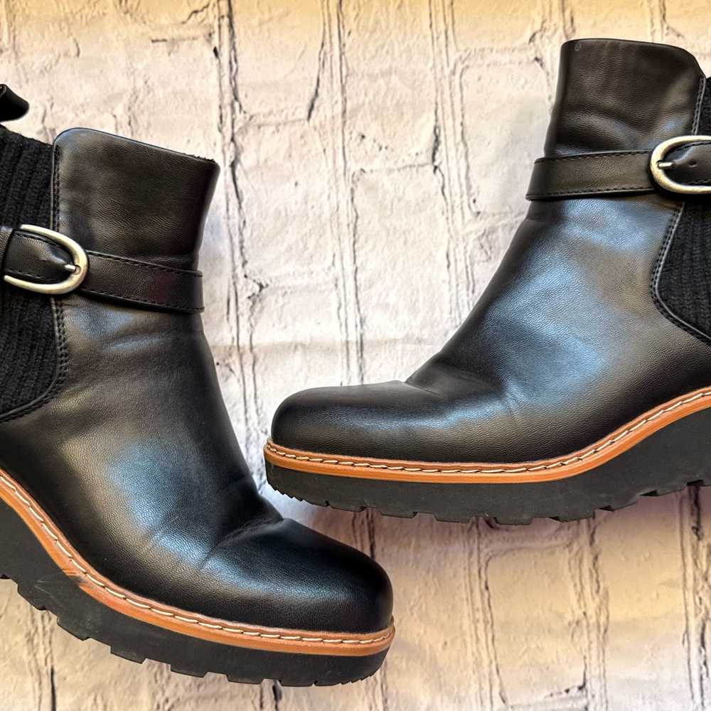 BareTraps Black Ankle Boots with Buckle Accent
